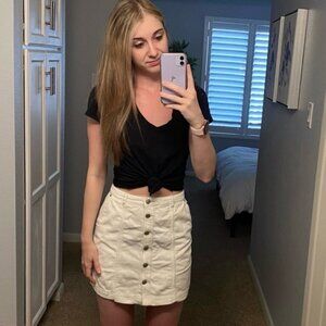 Abercrombie & Fitch Cream Button-Down Mini Skirt